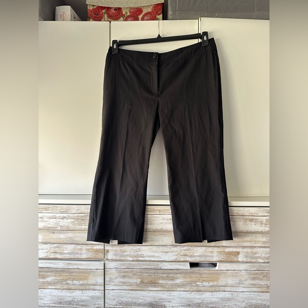 🖤 Kensie Black Cropped Wide Leg Pants Size 12 Stretch Career